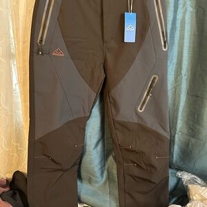 Outdoor Sports Men's Black and Gray Fleece Lined Waterproof Pants